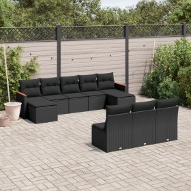 Gartensofa-Set 10-teilig mit schwarzen synthetischen Rattankissen von , Gartensets - Ref: Foro24-3226384, Preis: 532,73 €, Ra...