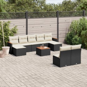 Gartensofa-Set 10-teilig mit schwarzen synthetischen Rattankissen von , Gartensets - Ref: Foro24-3226378, Preis: 537,74 €, Ra...