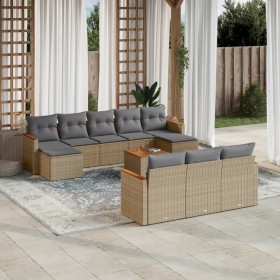 Gartensofa-Set mit beigem Kissenmix, 11-teilig aus PE-Rattan von , Gartensets - Ref: Foro24-3226423, Preis: 688,27 €, Rabatt: %