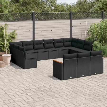 Gartensofa- und Kissenset 13-teilig aus schwarzem synthetischem Rattan von , Gartensets - Ref: Foro24-3226454, Preis: 801,77 ...