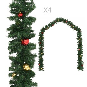 Weihnachtsgirlanden mit Kugeln 4 Einheiten grünes PVC 270 cm von vidaXL, Festliche Dekorationen - Ref: Foro24-284309, Preis: ...