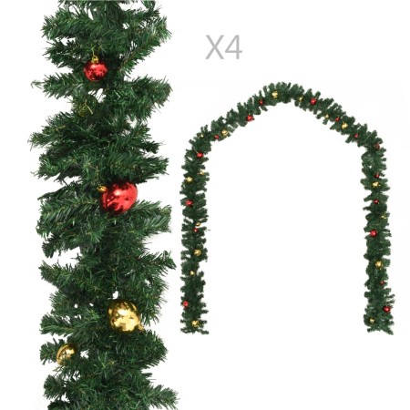 Guirnaldas de Navidad con bolas 4 unidades PVC verde 270 cm de vidaXL, Adornos festivos - Ref: Foro24-284309, Precio: 54,99 €...