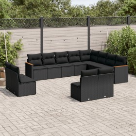 Gartensofa-Set 12-teilig mit schwarzen synthetischen Rattankissen von , Gartensets - Ref: Foro24-3226468, Preis: 681,97 €, Ra...