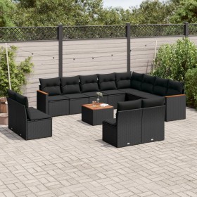 Garden sofa and cushion set 13 pieces black synthetic rattan by , Garden sets - Ref: Foro24-3226475, Price: 728,98 €, Discoun...