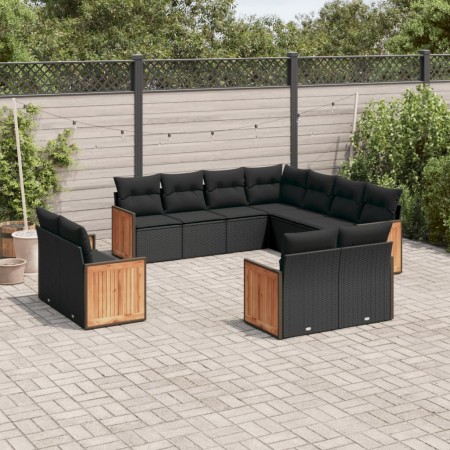 11-teiliges Gartensofa-Set und schwarze synthetische Rattankissen von , Gartensets - Ref: Foro24-3226496, Preis: 728,54 €, Ra...