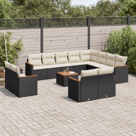 Garden sofa and cushion set 13 pieces black synthetic rattan by , Garden sets - Ref: Foro24-3226518, Price: 848,90 €, Discoun...