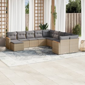 Gartensofa-Set mit beigem Kissenmix, 11-teilig aus PE-Rattan von , Gartensets - Ref: Foro24-3226570, Preis: 712,29 €, Rabatt: %