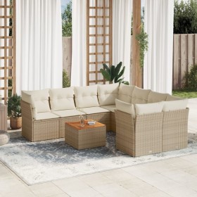 9-teiliges Gartensofa-Set mit beigen synthetischen Rattankissen von , Gartensets - Ref: Foro24-3255862, Preis: 716,99 €, Raba...