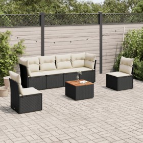 7-teiliges Garten-Essset und schwarze Kissen aus synthetischem Rattan von , Gartensets - Ref: Foro24-3255881, Preis: 408,68 €...