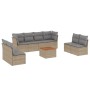 Gartensofa-Set mit beigem Kissenmix, 9-teilig aus PE-Rattan von , Gartensets - Ref: Foro24-3255912, Preis: 547,48 €, Rabatt: %