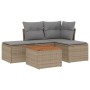 Gartensofa-Set mit beigem Kissenmix, 5-teilig aus PE-Rattan von , Gartensets - Ref: Foro24-3255919, Preis: 297,21 €, Rabatt: %