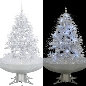 Árbol de Navidad con nieve con base en paraguas blanco 140 cm de vidaXL, Arboles de navidad - Ref: Foro24-284334, Precio: 175...