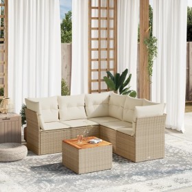 Garden sofa set with cushions 6 pieces beige synthetic rattan by , Garden sets - Ref: Foro24-3255967, Price: 460,85 €, Discou...