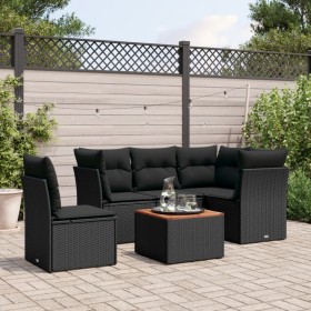 6-teiliges Gartensofa-Set und schwarze synthetische Rattankissen von , Gartensets - Ref: Foro24-3255971, Preis: 410,80 €, Rab...