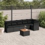 7-teiliges Garten-Essset und schwarze Kissen aus synthetischem Rattan von , Gartensets - Ref: Foro24-3255978, Preis: 428,29 €...