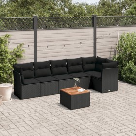 7-teiliges Garten-Essset und schwarze Kissen aus synthetischem Rattan von , Gartensets - Ref: Foro24-3255978, Preis: 453,91 €...