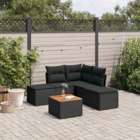 6-teiliges Gartensofa-Set und schwarze synthetische Rattankissen von , Gartensets - Ref: Foro24-3255999, Preis: 352,33 €, Rab...