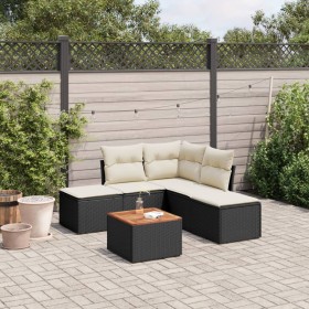 6-teiliges Gartensofa-Set und schwarze synthetische Rattankissen von , Gartensets - Ref: Foro24-3256000, Preis: 341,06 €, Rab...