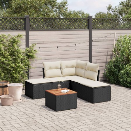 6-piece garden sofa set and black synthetic rattan cushions by , Garden sets - Ref: Foro24-3256000, Price: 342,04 €, Discount: %