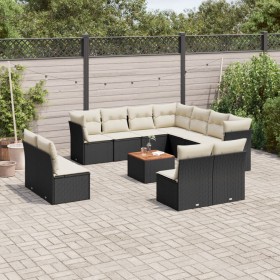 Gartensofa-Set 12-teilig mit schwarzen synthetischen Rattankissen von , Gartensets - Ref: Foro24-3256035, Preis: 661,75 €, Ra...