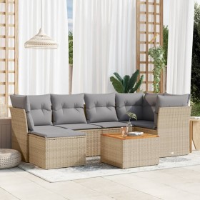 Gartensofa-Set mit beigem Kissenmix, 7-teilig aus PE-Rattan von , Gartensets - Ref: Foro24-3256080, Preis: 491,01 €, Rabatt: %