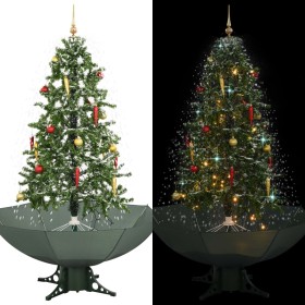 Weihnachtsbaum mit Schnee mit Sockel aus grünem Regenschirm 170 cm von vidaXL, Weihnachtsbäume - Ref: Foro24-284335, Preis: 1...