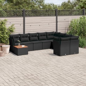 Set de sofás de jardín 10 pzas cojines ratán sintético negro de , Conjuntos de jardín - Ref: Foro24-3256153, Precio: 632,85 €...