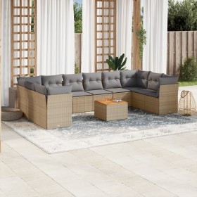 Gartensofa-Set mit beigem Kissenmix, 11-teilig aus PE-Rattan von , Gartensets - Ref: Foro24-3256164, Preis: 689,99 €, Rabatt: %