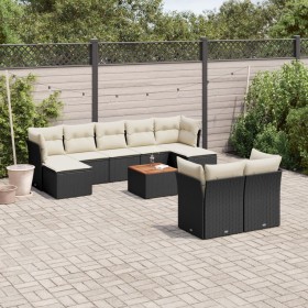 Set de sofás de jardín 10 pzas cojines ratán sintético negro de , Conjuntos de jardín - Ref: Foro24-3256203, Precio: 572,02 €...