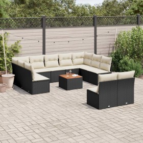 Gartensofa-Set 12-teilig mit schwarzen synthetischen Rattankissen von , Gartensets - Ref: Foro24-3256217, Preis: 603,00 €, Ra...