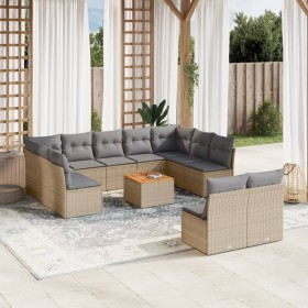 Gartensofa-Set mit beigem Kissenmix, 12-teilig aus PE-Rattan von , Gartensets - Ref: Foro24-3256220, Preis: 722,65 €, Rabatt: %