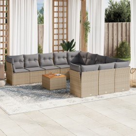 Gartensofa-Set mit beigem Kissenmix, 12-teilig aus PE-Rattan von , Gartensets - Ref: Foro24-3256241, Preis: 850,56 €, Rabatt: %