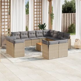 Gartensofa-Set mit beigem Kissenmix, 13-teilig, PE-Rattan von , Gartensets - Ref: Foro24-3256283, Preis: 955,56 €, Rabatt: %