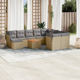 Gartensofa-Set mit beigem Kissenmix, 11-teilig aus PE-Rattan von , Gartensets - Ref: Foro24-3256304, Preis: 753,00 €, Rabatt: %