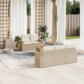 Garden sofa set with cushions 6 pieces beige synthetic rattan by , Garden sets - Ref: Foro24-3256338, Price: 488,99 €, Discou...