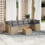 Gartensofa-Set mit beigem Kissenmix, 8-teilig aus PE-Rattan von , Gartensets - Ref: Foro24-3256367, Preis: 609,31 €, Rabatt: %