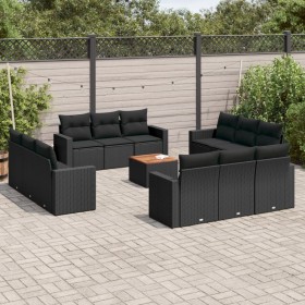 Gartensofa- und Kissenset 13-teilig aus schwarzem synthetischem Rattan von , Gartensets - Ref: Foro24-3256384, Preis: 1,00 €,...