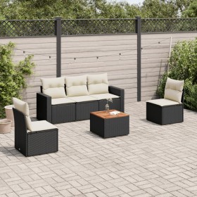 6-teiliges Gartensofa-Set und schwarze synthetische Rattankissen von , Gartensets - Ref: Foro24-3256392, Preis: 342,14 €, Rab...