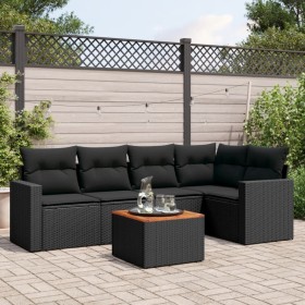 6-teiliges Gartensofa-Set und schwarze synthetische Rattankissen von , Gartensets - Ref: Foro24-3256440, Preis: 411,10 €, Rab...