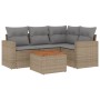 Gartensofa-Set mit beigem Kissenmix, 5-teilig aus PE-Rattan von , Gartensets - Ref: Foro24-3256437, Preis: 402,52 €, Rabatt: %