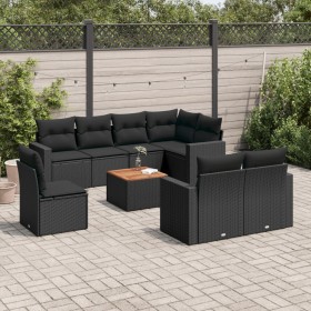 8-teiliges Gartensofa-Set und schwarze synthetische Rattankissen von , Gartensets - Ref: Foro24-3256489, Preis: 593,53 €, Rab...