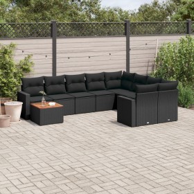 Set de sofás de jardín 10 pzas cojines ratán sintético negro de , Conjuntos de jardín - Ref: Foro24-3256615, Precio: 688,30 €...