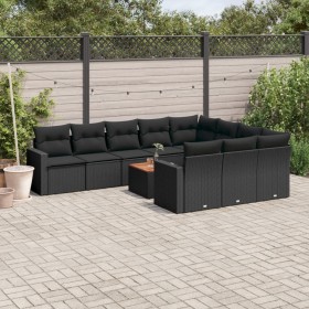 11-teilige Gartensofagarnitur und schwarze synthetische Rattankissen von , Gartensets - Ref: Foro24-3256629, Preis: 728,63 €,...