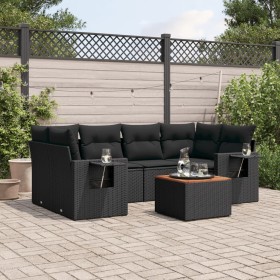 7-teiliges Garten-Essset und schwarze Kissen aus synthetischem Rattan von , Gartensets - Ref: Foro24-3256790, Preis: 552,68 €...