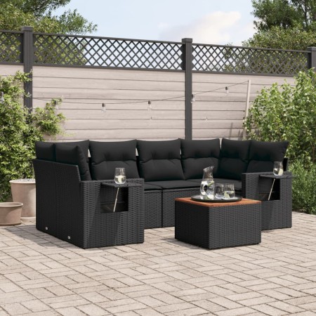 7-piece garden dining set and black synthetic rattan cushions by , Garden sets - Ref: Foro24-3256790, Price: 529,80 €, Discou...