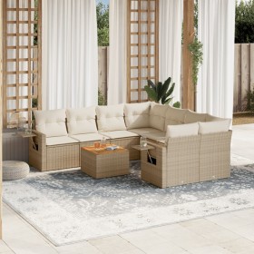 Set de sofás de jardín 9 pzas con cojines ratán sintético beige de , Conjuntos de jardín - Ref: Foro24-3256821, Precio: 800,0...