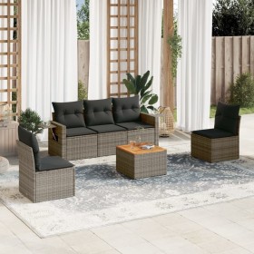 6-teiliges Gartenmöbel-Set und graue synthetische Rattankissen von , Gartensets - Ref: Foro24-3256837, Preis: 419,06 €, Rabat...