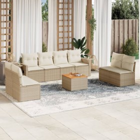 9-teiliges Gartensofa-Set mit beigen synthetischen Rattankissen von , Gartensets - Ref: Foro24-3256856, Preis: 615,99 €, Raba...