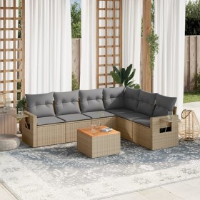 Gartensofa-Set mit beigem Kissenmix, 7-teilig aus PE-Rattan von , Gartensets - Ref: Foro24-3256913, Preis: 518,10 €, Rabatt: %