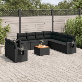 Gartensofa-Set 10-teilig mit schwarzen synthetischen Rattankissen von , Gartensets - Ref: Foro24-3256958, Preis: 768,99 €, Ra...